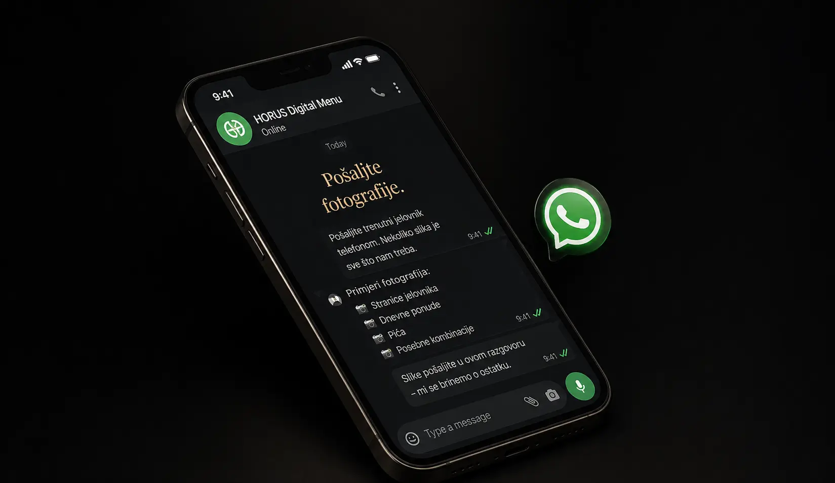 Slanje fotografija jelovnika preko WhatsApp-a — vaš jedini posao u procesu